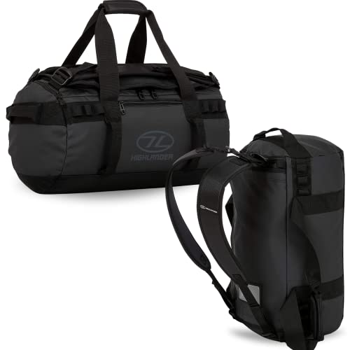 Highlander Storm Kit Bag 65 Liter Die robuste Expeditions-, Reise- und Sportreisetasche für Männer und Frauen, geeignet für alle Wetterbedingungen (Schwarz) von Highlander