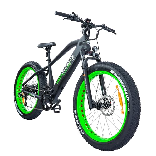 Highphoria E-Fatbike 26 Zoll Elektrofahrrad • E-Bike mit fetten Reifen • Fat Tire E-Mountainbike (Herren & Damen) • Hydraulische Federgabel • Pedelec (Schwarz/Grün) von Highphoria