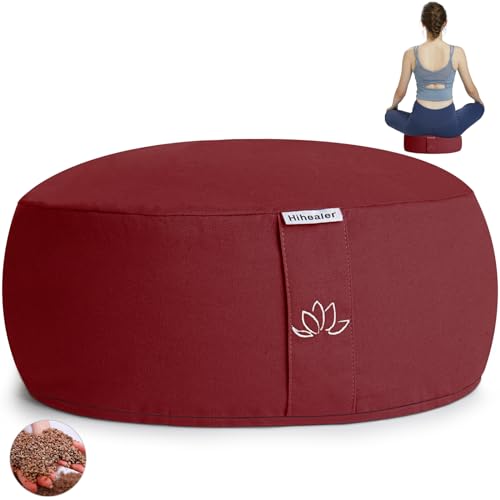Hihealer Meditationskissen Meditation Yoga Bodenpolster Kissen Gefüllt mit Buchweizenschalen Aktivkohle hinzugefügt, 15 cm Höhe von Hihealer
