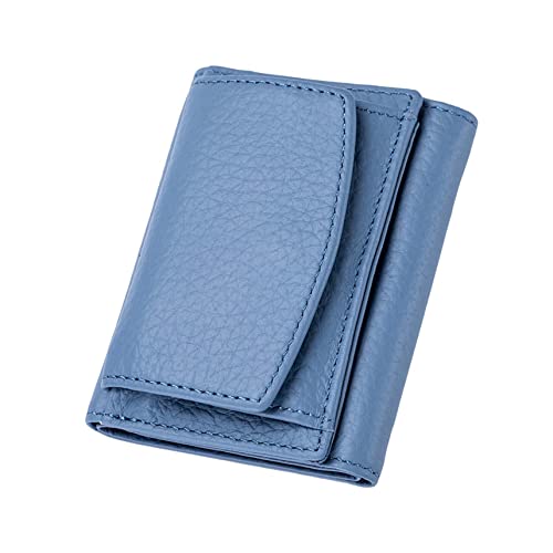 Brieftaschen, kleine Brieftasche für Frauen echtes Leder Mini Brieftasche RFID Blockierkartenhalter Damen Geldbeutel Blau von Hilai