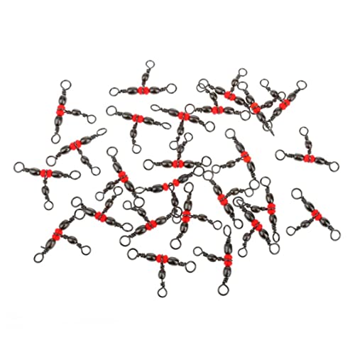Hilai 3-Wege-Angelwirbel Snaps Cross-Line Barrel Swivels T-Form Triple Swivel Connector Kit Angelzubehör 22 mm 25 STÜCKE Wirbel und Druckknöpfe von Hilai