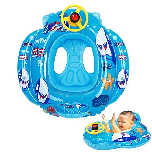 Baby-Schwimmkörper Aufblasbarer Baby-Pool-Schwimmer Cartoon Baby-Schwimmring mit Sitz Kleinkind-Pool-Schwimmer für Kinder Kleinkind Jungen Mädchen 1-5 Jahre (Hai) von Hileyu