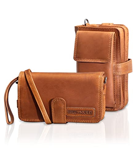 Hill Burry Leder Reiseportmonee Allrounder I Organizer I Reiseetui I Reisebrieftasche | Travel Wallet aus hochwertigem naturgegerbtem Leder | Band für Handgelenk und Schulter | 19x6,5x12cm von Hill Burry