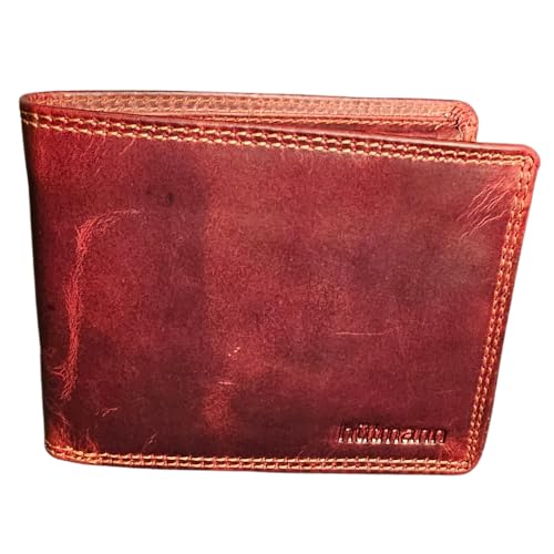 Leather Wallet for Men Women Wallet Braun RFID-Schutz Portemonnaie aus Echtleder für Herren von Hill Burry