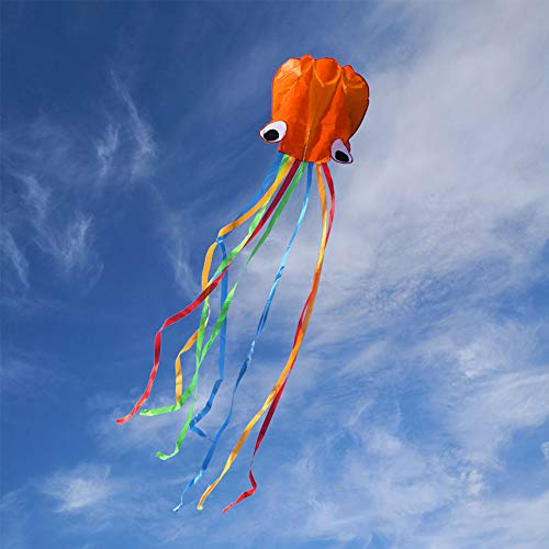 Hillylolly Octopus Drachen Groß, Flugdrachen Einleiner, Winddrachen Für Kinder, Drachenfliege, Drachen Steigen Spiele für Erwachsene, Kinder ab 10 Jahren, inkl Drachenschnur (orange) von Hillylolly