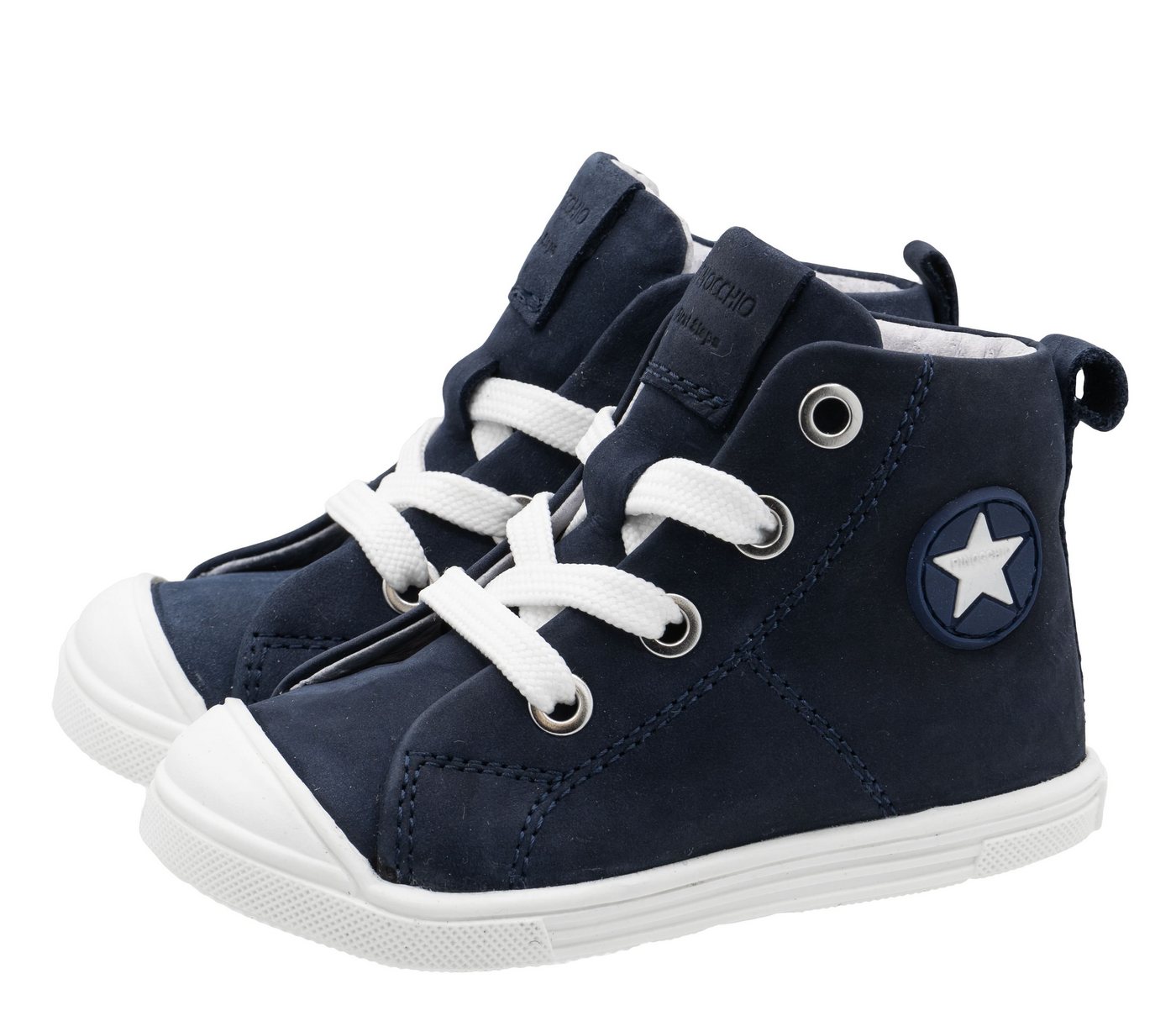 Hip Shoes Style Pinocchio Lauflernschuhe High Sneaker für Kinder Blau Schnürschuh von Hip Shoes Style