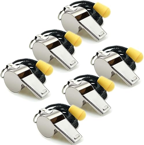 Hipat Pfeife, 6 Pack Edelstahl Sport Whistles mit Kordel, Laut klaren Klang Whistles Bulk Ideal für Coaches, Schiedsrichter, und Beamten Hipat Pfeife, 6 Pack Edelstahl Sport Whistles mit Kordel, Laut klaren Klang Whistles Bulk Ideal für Coaches, Schiedsrichter, und Beamten von Hipat