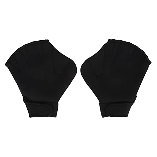 2 Stück Schwimmhäute Handschuhe Offene Finger Verstellbare Schwimmtrainingshandschuhe mit Handschlaufe Zum Schwimmen Tauchen Schwarz (M) von Hiraith