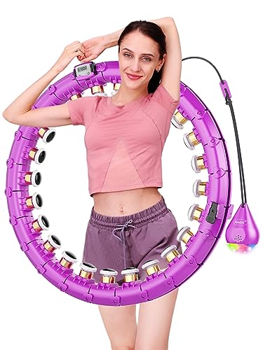 HiroShi Hula Hoop für Erwachsene eine sexy Taille zu Bauen, 24 Abnehmbarer Hula Hoop für die meisten Menschen, Smart Hul Hoop für Fitness und Gewichtsverlust mit Dazzle LED Ball und Zähler (60-115CM) von HiroShi