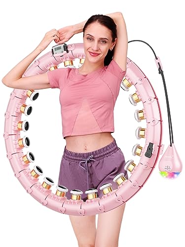 HiroShi Hula Hoop für Erwachsene eine sexy Taille zu Bauen, 24 Abnehmbarer Hula Hoop für die meisten Menschen, Smart Hul Hoop für Fitness und Gewichtsverlust mit Dazzle LED Ball und Zähler (60-115CM) von HiroShi