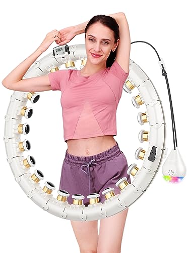 HiroShi Hula Hoop für Erwachsene eine sexy Taille zu Bauen, 24 Abnehmbarer Hula Hoop für die meisten Menschen, Smart Hul Hoop für Fitness und Gewichtsverlust mit Dazzle LED Ball und Zähler (60-115CM) von HiroShi