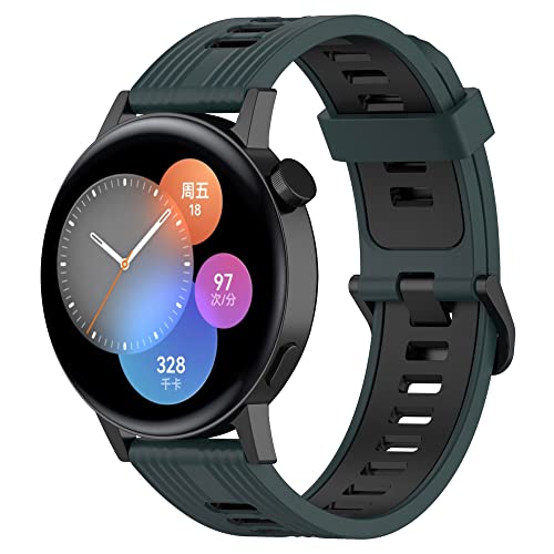 Hiseus Armband Kompatibel mit Huawei Watch GT2 42mm/Watch GT 3 PRO 43mm,Silikon Ersatz Sport Strap für Huawei Watch GT 3 42mm/Watch 2 Sport/Honor Watch Magic 2 42mm (Olivgrün/Schwarz) von Hiseus