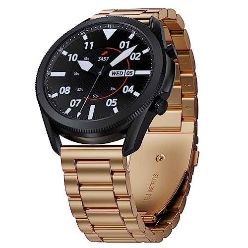Hiseus Armband Kompatibel mit Samsung Galaxy Watch 3 45mm/ Watch 46mm, Edelstahl Metall Uhrenarmband Strap Kompatibel mit Samsung Gear S3 / Gear S3 Classic Armbänder (Roségold) von Hiseus