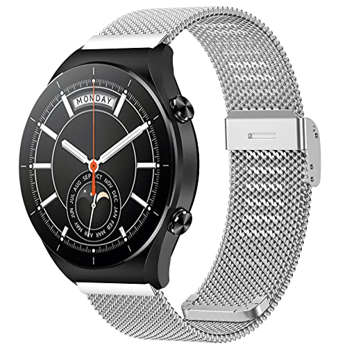 Hiseus Armband Kompatibel mit Xiaomi Watch S1, 22mm Edelstahl Metall Ersatz Armband für Xiaomi Watch S1 / S1 Active/Mi Watch (Silber) von Hiseus