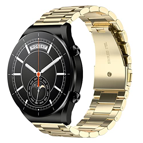 Hiseus Armband Kompatibel mit Watch S1/S1 Active/MI Watch Sports/MI Watch Color 22mm Edelstahl Ersatz Armband (Gold) von Hiseus