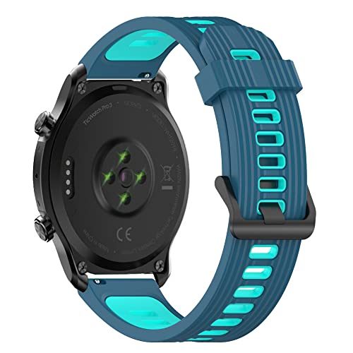 Hiseus Armband für TicWatch Pro 3, 22mm Ersatzarmband SmartWatch Zubehör Weiches Silikon für Ticwatch Pro 3 Armband (blau/blaugrün) von Hiseus
