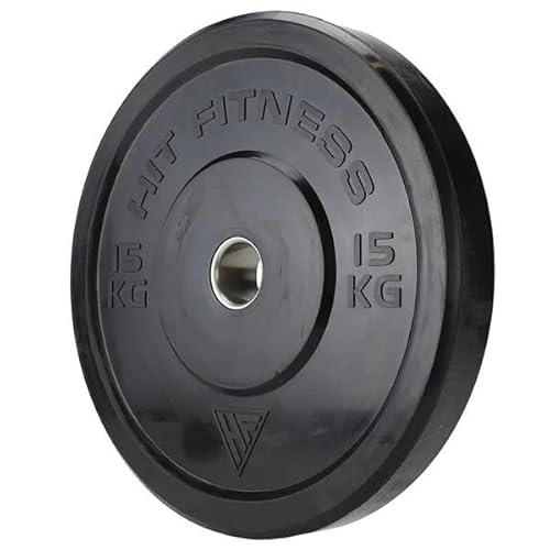 Hit Fitness Unisex-Adult 15kg Commercial Black Rubber Bumper Plate, 510mm Diameter von Hit Fitness
