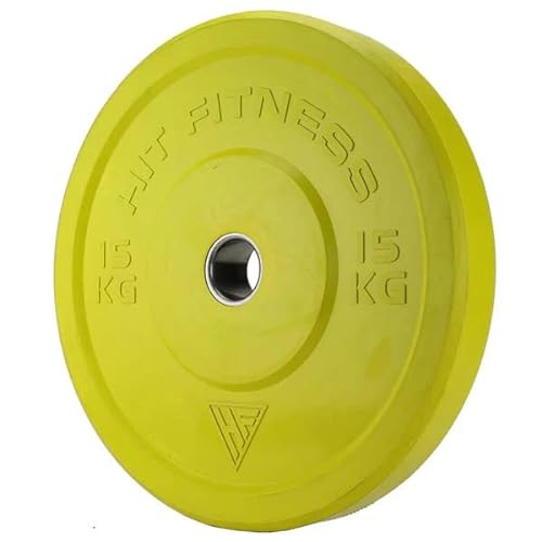 Hit Fitness Unisex-Adult 15kg Commercial Coloured Rubber Bumper Plate, Yellow, 510mm Diameter von Hit Fitness