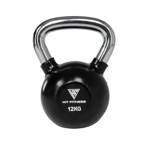 Hit Fitness Unisex-Adult Kettlebell with Chrome Handle | 12kg, Black & Chrome, 18 x 18 x 25 cm von Hit Fitness