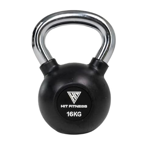 Hit Fitness Unisex-Adult Kettlebell with Handle | 16kg, Black & Chrome, 19 x 19 x 28 cm von Hit Fitness