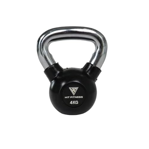 Hit Fitness Unisex-Adult Kettlebell with Chrome Handle | 4kg, Black & Chrome, 14 x 14 x 20 cm von Hit Fitness