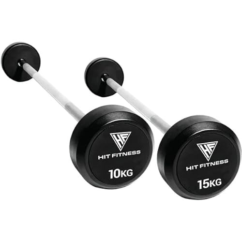 Hit Fitness Unisex-Adult Round Rubber End Barbell 20KG, Black & Chrome, 106.6 x 18 x 18 cm von Hit Fitness