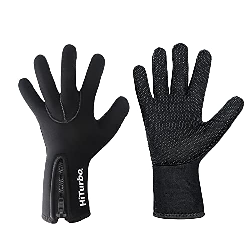 Hiturbo Neoprenanzug-Handschuhe, 3,5 mm, Neopren, Thermo-Handschuhe, rutschfest, zum Tauchen, Surfen, Kajakfahren, Schnorcheln, Bootfahren, Größe S von Hiturbo