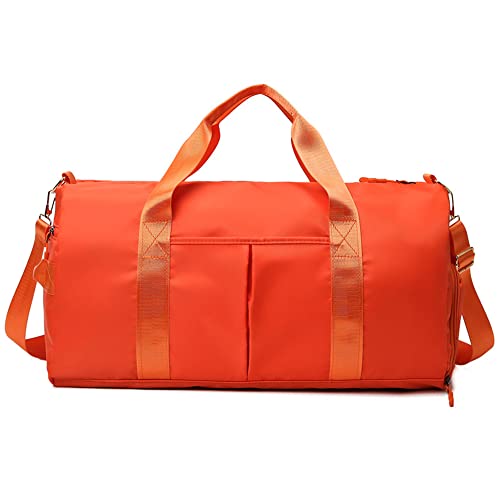 Hixingo 45L Sporttasche mit Schuhfach für Damen und Herren, Große Wasserdicht Reisetasche Leichte Fitnesstasche für Schwimmtasche Sport Fitness Reisen (45L,orange) von Hixingo