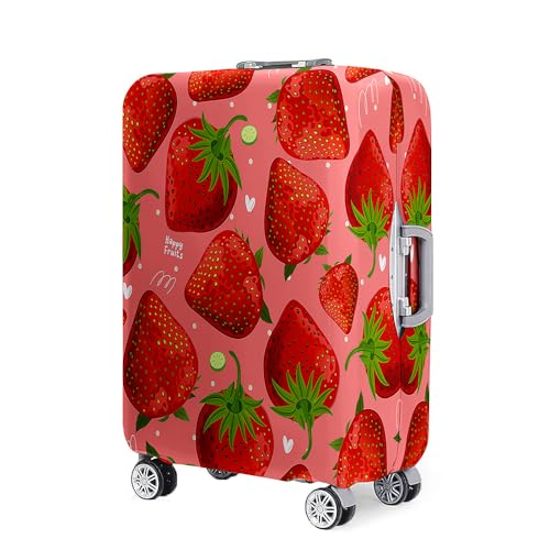 Hixingo Elastisch Kofferhülle Kofferschutzhülle, Erdbeer Frucht Koffer Schutzhülle Staubdichte Reisekoffer Hülle Trolley Case Schutzhülle Reisegepäckabdeckung (Rot,XL (30-32 Zoll)) von Hixingo