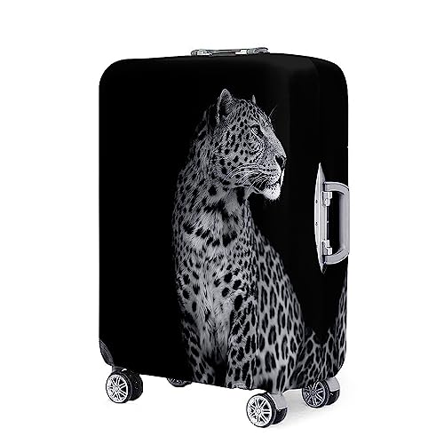 Hixingo Elastisch Kofferhülle Kofferschutzhülle, Leopard Druck 3D Koffer Schutzhülle Staubdichte Reisekoffer Hülle Trolley Case Schutzhülle Reisegepäckabdeckung (Schwarz,XL (30-32 Zoll)) von Hixingo