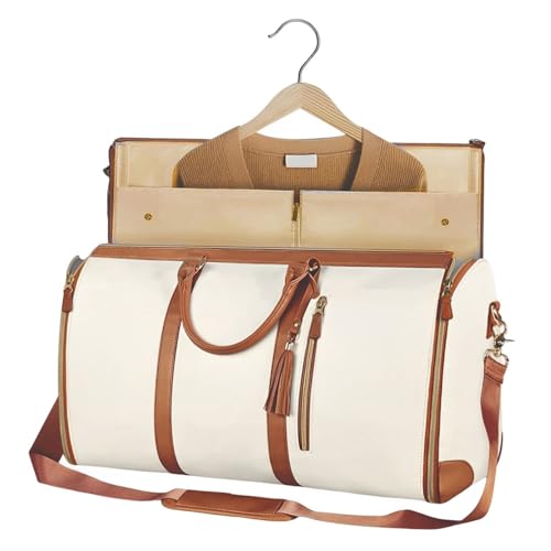 Hixingo Handgepäck-Kleidersack, Umwandelbarer Anzugtasche, Kleidersack, Weekender Nachttasche mit Schuhbeutel, die 2-in-1-Hängekoffer-Reisetaschen, für Reisen Koffer,Reisetasche (Weiß) von Hixingo