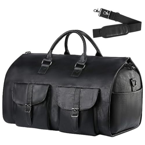 Hixingo Kleidersäcke für Reisen für Herren und Damen, 2 in 1Umwandelbarer Anzugtasche Handgepäck Reisetaschen für Kurzurlaub Geschäftsreisen (Schwarz,56x33x32cm) von Hixingo