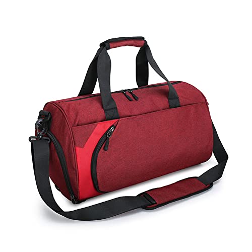 Hixingo Sporttasche mit Schuhfach für Damen und Herren, Große Wasserdicht Reisetasche Leichte Fitnesstasche für Schwimmtasche Gym Sport Fitness Reisen (43x26x25cm,Rot) von Hixingo