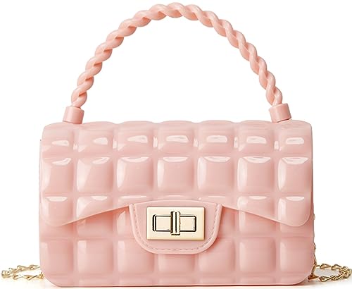 Hjkiopc Mädchenkette Minitasche,Kleine Mädchen rosa Kleine Tasche,Kleine Mädchenhandtasche,Mädchenhandtasche mit Großem Fassungsvermögen mit Abnehmbarer Kette (A-Rosa) von Hjkiopc
