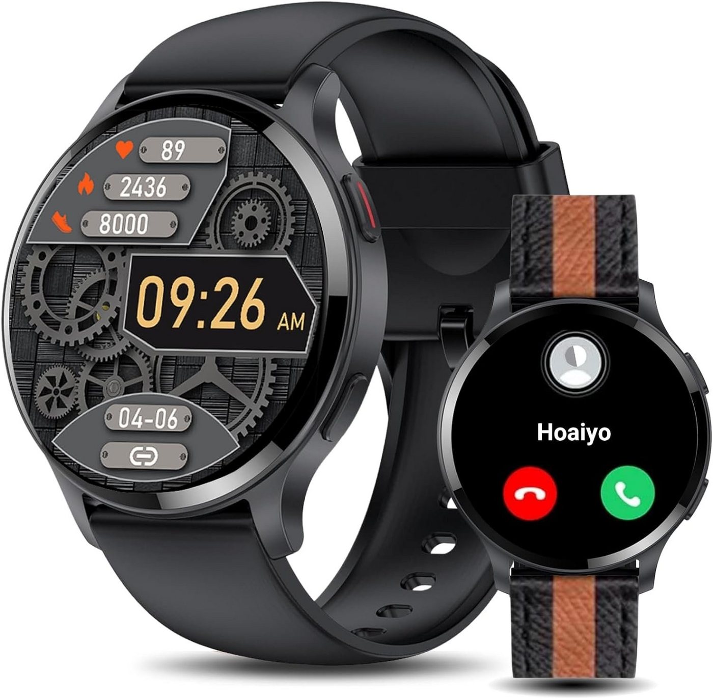 HOAIYO Smartwatch (Android iOS), Herren fitnessuhr armbanduhren sportuhr mit pulsmesser musiksteuerung von Hoaiyo