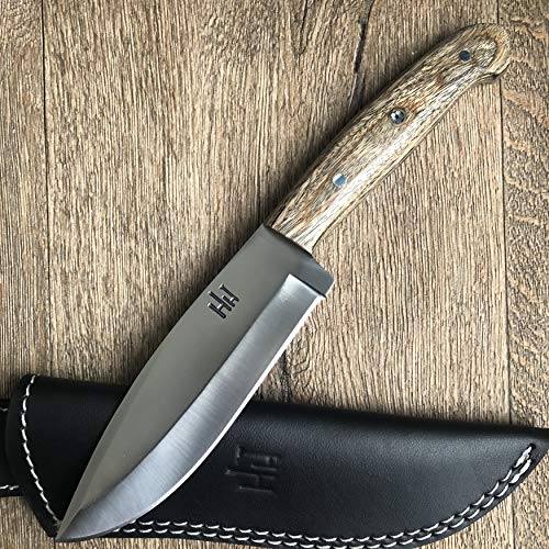 Hobby Hut HH-316 | Benutzerdefinierte handgefertigte 26.67 cm, 420C Stahl Jagdmesser mit Scheide | Feststehende Klinge, Micarta-Griff | Lederscheide | Entwickelt für Jagd und Camping von Hobby Hut