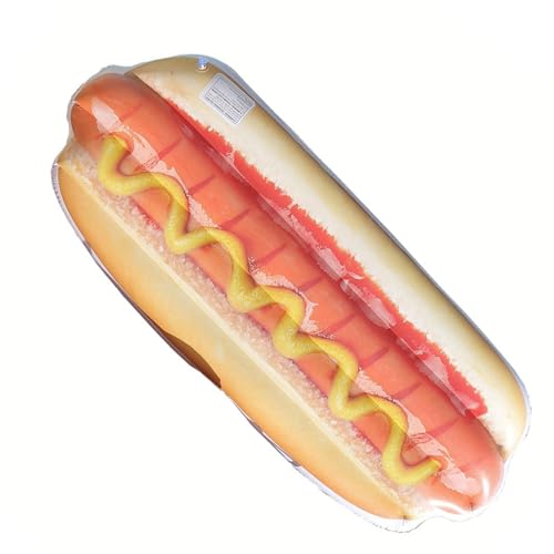 Hobngmuc Schwimmender Hotdog, Hotdog-Poolschwimmer - Aufblasbare Hot Dog Tube-Poolliege für Schwimmbäder | Aufsitzbarer Riesen-Float zum Sonnenbaden für Strandparty-Requisiten und lustige von Hobngmuc