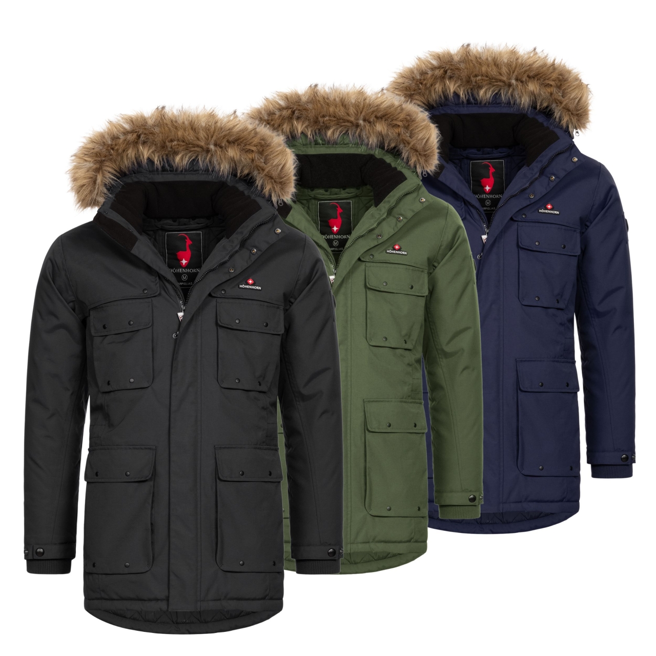 Höhenhorn Arpiglias Herren Winter Jacke Parka Parker mit Kunstfell Gefüttert M Dunkelblau von Höhenhorn