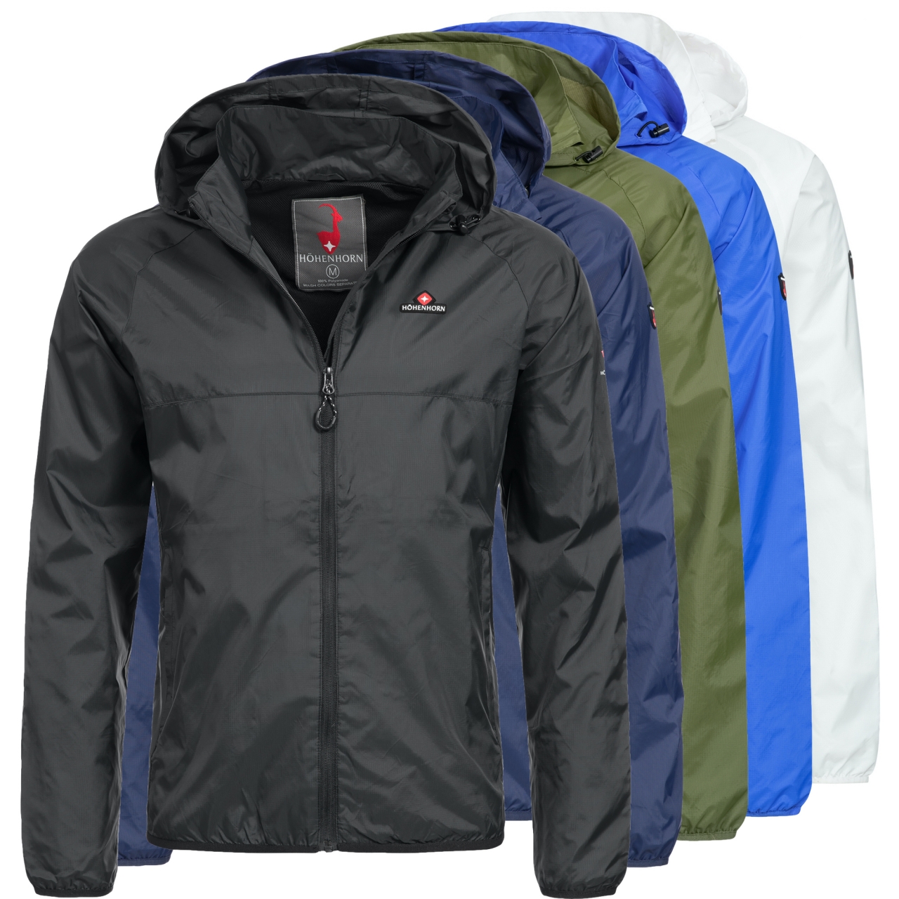 Höhenhorn Rigi Herren Regen Jacke Outdoor Rain Freizeitjacke Kapuze Regenjacke M Midnight-Black von Höhenhorn