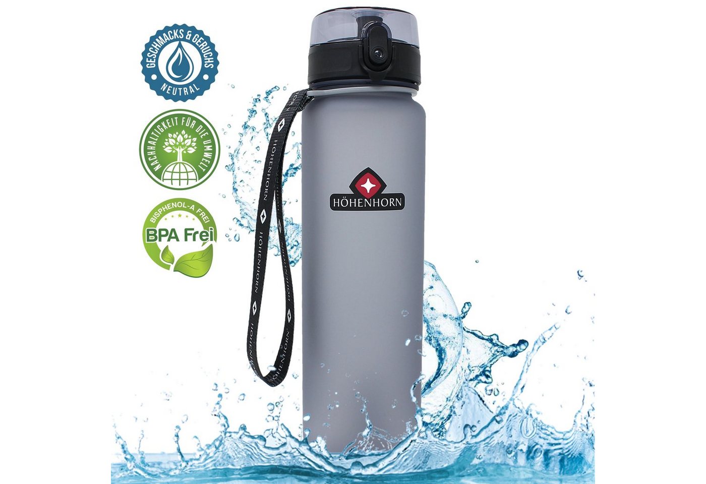 Höhenhorn Trinkflasche Urach Trinkflasche 1L Wasserflasche Auslaufsicher Sport BPA-Frei von Höhenhorn