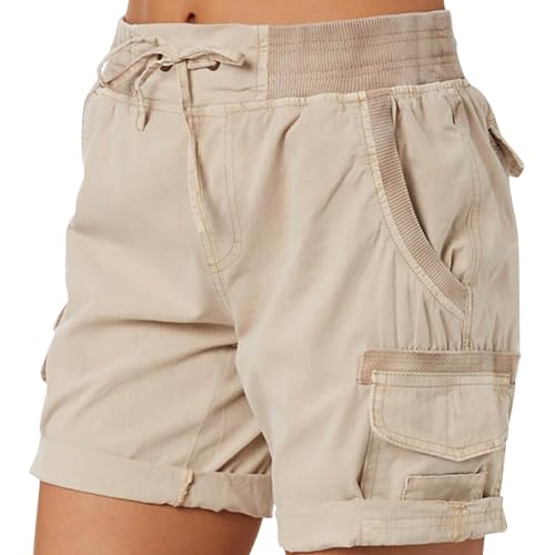High Waist Ladies Casual Loose Shorts, Womens Shorts Dressy Casual, 2024 Spring Hiking Outdoor Lounge Shorts (3XL,Off-White) von Hohny
