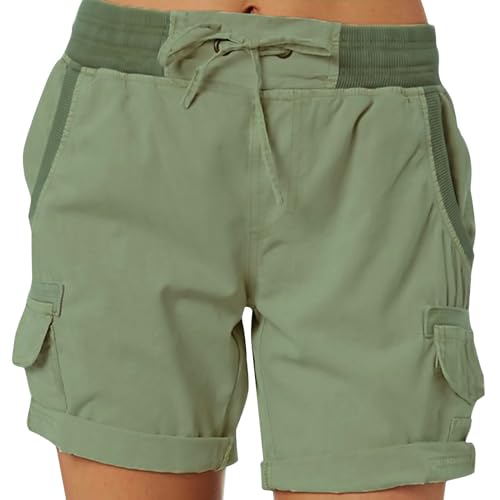 High Waist Ladies Casual Loose Shorts, Womens Shorts Dressy Casual, 2024 Spring Hiking Outdoor Lounge Shorts (L,Green) von Hohny