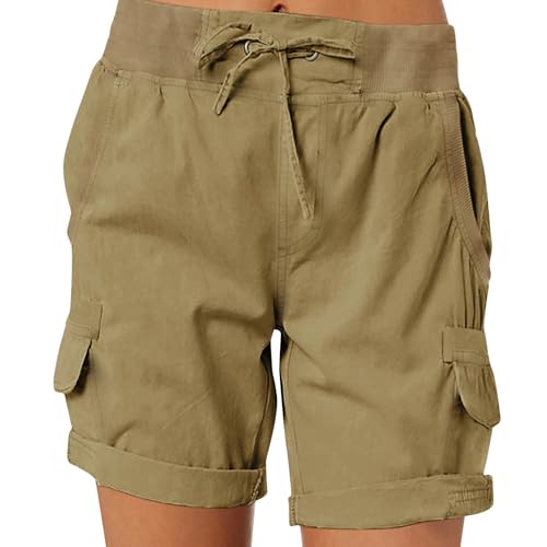 High Waist Ladies Casual Loose Shorts, Womens Shorts Dressy Casual, 2024 Spring Hiking Outdoor Lounge Shorts (S,Camel) von Hohny