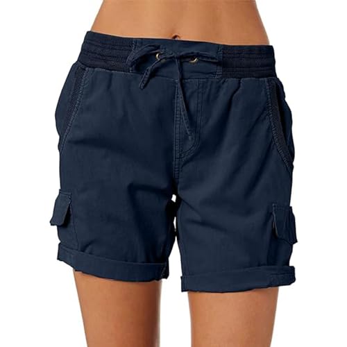 LäSsige, Lockere Damen-Shorts Mit Hoher Taille, Elegante, LäSsige Damen-Shorts, 2024 FrüHlings-Wander-Outdoor-Lounge-Shorts (L,Blue) von Hohny