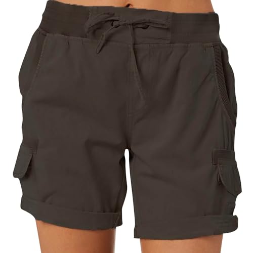 LäSsige, Lockere Damen-Shorts Mit Hoher Taille, Elegante, LäSsige Damen-Shorts, 2024 FrüHlings-Wander-Outdoor-Lounge-Shorts (M,Gray) von Hohny