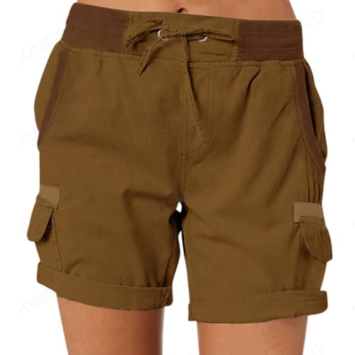 LäSsige, Lockere Damen-Shorts Mit Hoher Taille, Elegante, LäSsige Damen-Shorts, 2024 FrüHlings-Wander-Outdoor-Lounge-Shorts (S,Brown) von Hohny