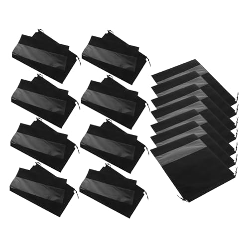Holibanna 15 Stück Tragbare Schuhbeutel tragbare Reiseschuhtasche Aufbewahrungstasche mit Kordelzug Schuhtaschen-Organizer Schuhbeutel Reisen Schuhreiseorganisator Plastik Schwarz von Holibanna