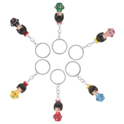 Holibanna Japanische Kimono-Puppen-Schlüsselanhänger: 6 Traditionelle Figuren-Anhänger Cartoon-Kimono-Puppen-Ornamente Schlüsselanhänger Für Geldbörse Handtasche Autoanhänger von Holibanna