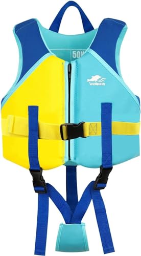 Schwimmweste Kinder, Schwimmwesten Float Jacket mit verstellbarem, Floating Badeanzug Badebekleidung für Jungen und Mädchen, Ideale Schwimmhilfe für 1–9 Jahre 13-30kg (Blau, S) von HolyElks