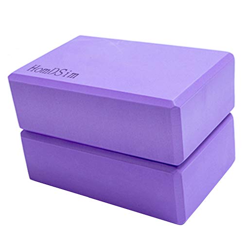 HomDSim Set von 2 Yoga Blocks Eva-Schaum Bricks bietet Stabilität Balance und Unterstützung verbessern Kraft – 9 x 6 x 3 inches, violett von HomDSim